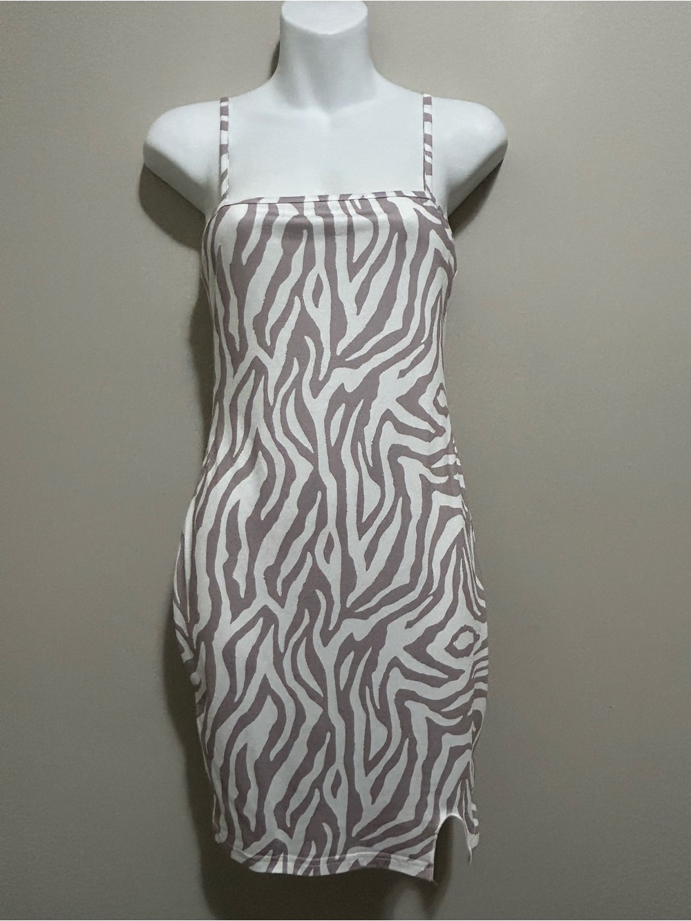 Beige/White Zebra Bodycon Dress